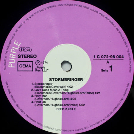 Deep Purple : Stormbringer (LP, Album, RE)