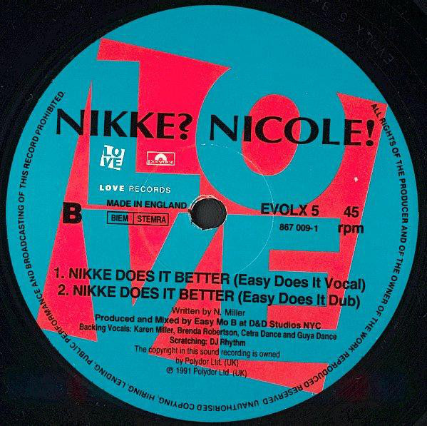 Nikke? Nicole!* : Nikke Does It Better (12")