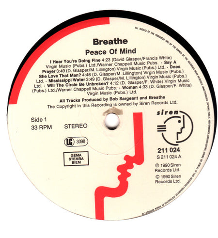 Breathe (3) : Peace Of Mind (LP, Album)