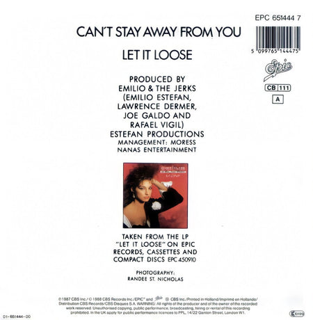 Gloria Estefan And Miami Sound Machine* : Can't Stay Away From You (7", Single)
