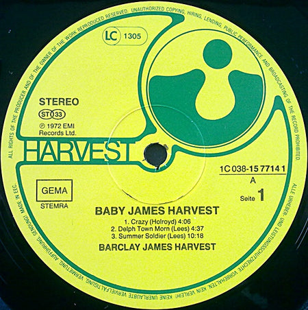 Barclay James Harvest : Baby James Harvest (LP, Album, RP)