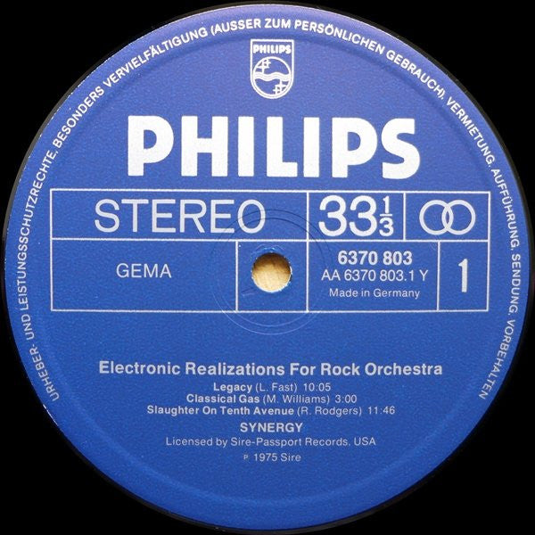 Synergy (3) : Electronic Realizations For Rock Orchestra (LP, Album, Quad)