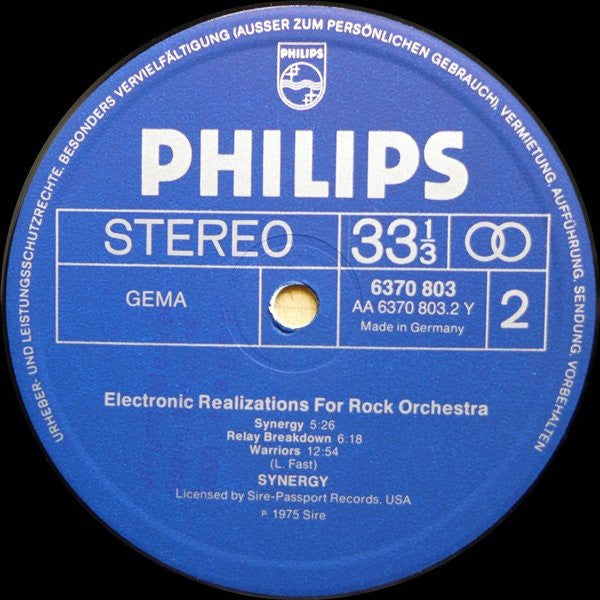 Synergy (3) : Electronic Realizations For Rock Orchestra (LP, Album, Quad)
