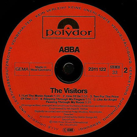 ABBA : The Visitors (LP, Album, Inj)