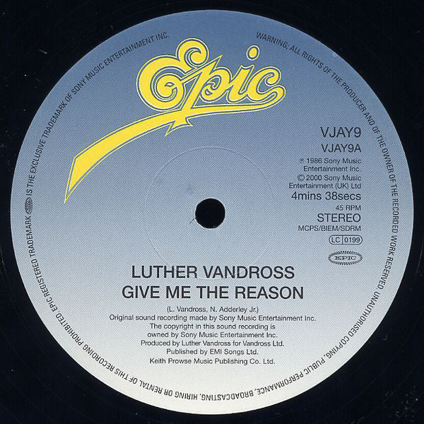 Luther Vandross : Give Me The Reason / Never Too Much (12")
