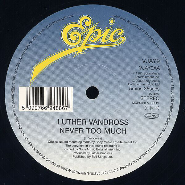 Luther Vandross : Give Me The Reason / Never Too Much (12")