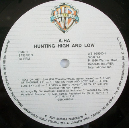a-ha : Hunting High And Low (LP, Album, RE)