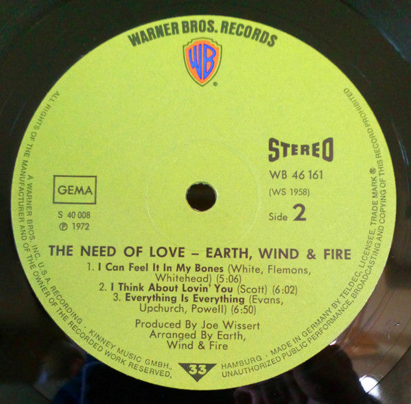 Earth, Wind And Fire* : The Need Of Love (LP, Album)