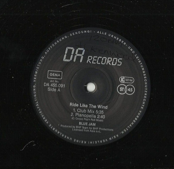 Blue Jam (2) : Ride Like The Wind (12")
