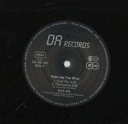 Blue Jam (2) : Ride Like The Wind (12")