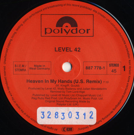 Level 42 : Heaven In My Hands (U.S. Remix) (12")
