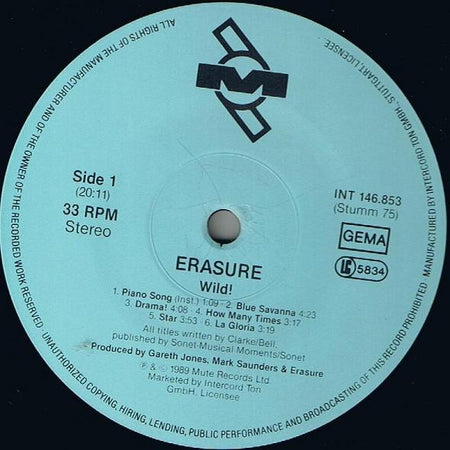 Erasure : Wild! (LP, Album)