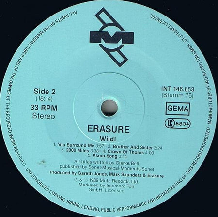 Erasure : Wild! (LP, Album)