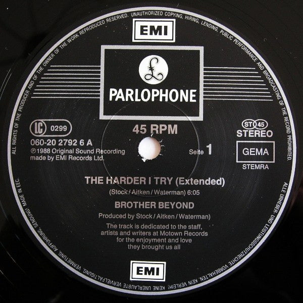 Brother Beyond : The Harder I Try (12")