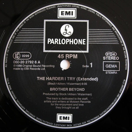 Brother Beyond : The Harder I Try (12")