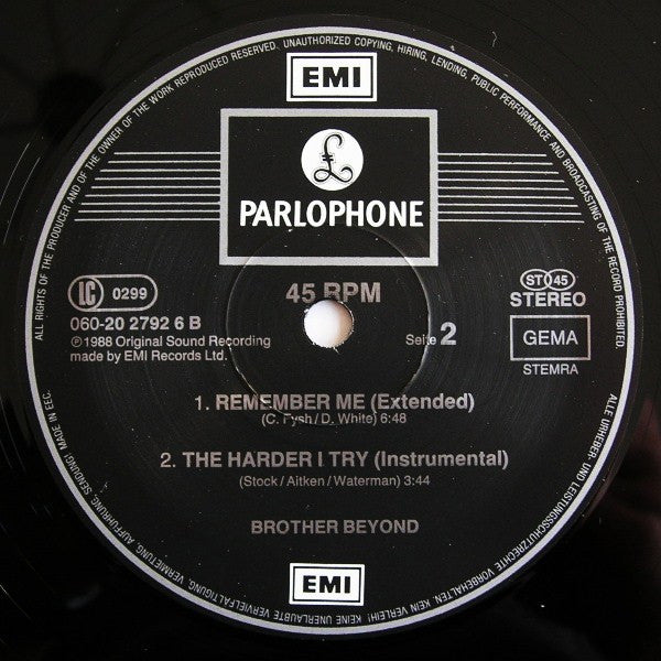 Brother Beyond : The Harder I Try (12")