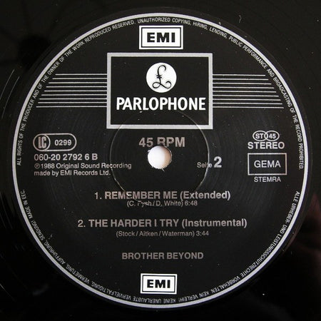 Brother Beyond : The Harder I Try (12")