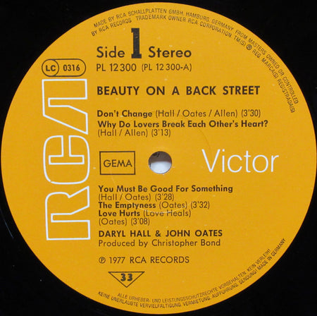 Daryl Hall And John Oates* : Beauty On A Back Street (LP, Album)