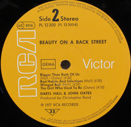 Daryl Hall And John Oates* : Beauty On A Back Street (LP, Album)