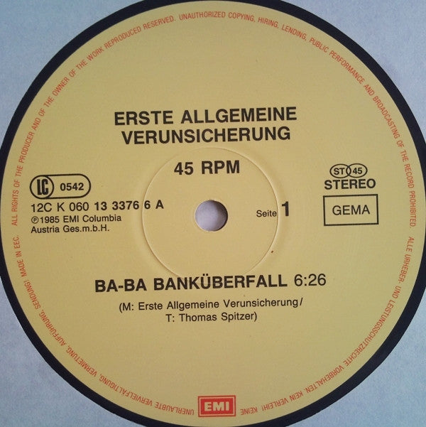 EAV (Erste Allgemeine Verunsicherung) : Ba Ba Banküberfall (Kriminell-Lange Maxi-Version) (12", Maxi)