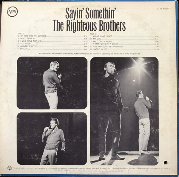 The Righteous Brothers : Sayin' Somethin' (LP, Album, Mono)