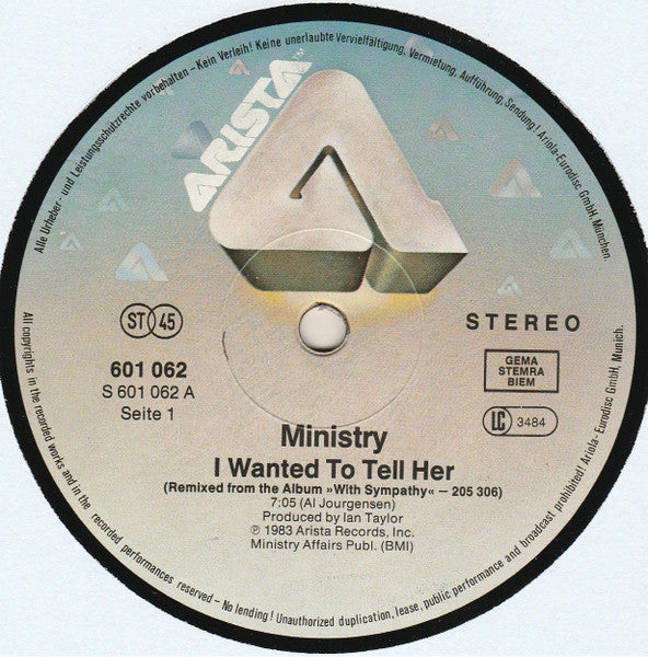 Ministry : I Wanted To Tell Her (12", Maxi)