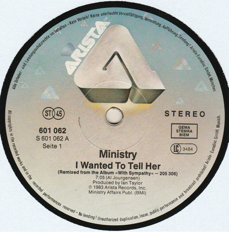 Ministry : I Wanted To Tell Her (12", Maxi)