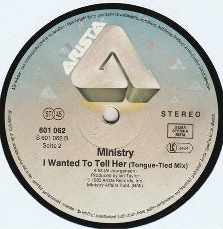 Ministry : I Wanted To Tell Her (12", Maxi)