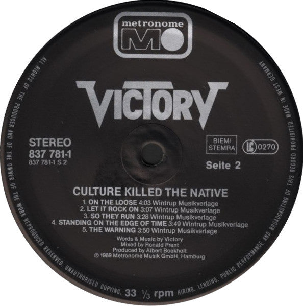 Victory (3) : Culture Killed The Native (LP, Album)