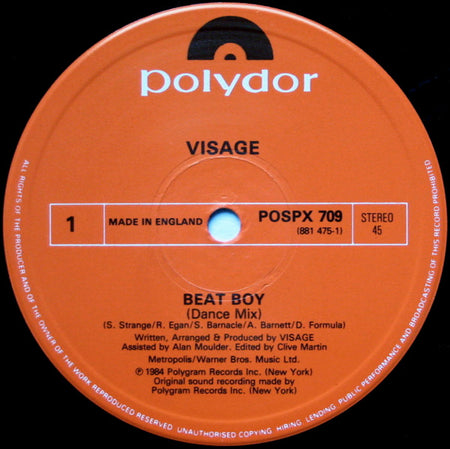 Visage : Beat Boy (12", Single)