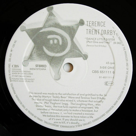 Terence Trent D'Arby : Dance Little Sister (12", Maxi)