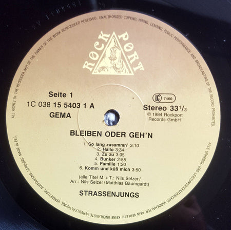 Strassenjungs : Bleiben Oder Geh'n (LP, Album, RE)