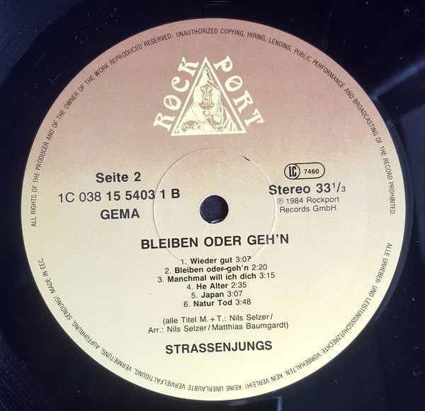 Strassenjungs : Bleiben Oder Geh'n (LP, Album, RE)