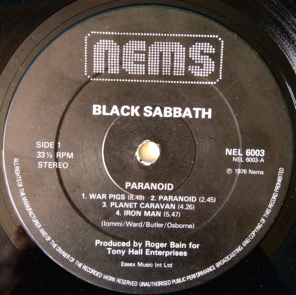 Black Sabbath : Paranoid (LP, Album, RE, Gat)