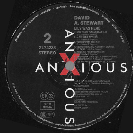 David A. Stewart And Featuring Candy Dulfer : Lily Was Here (LP, Album)