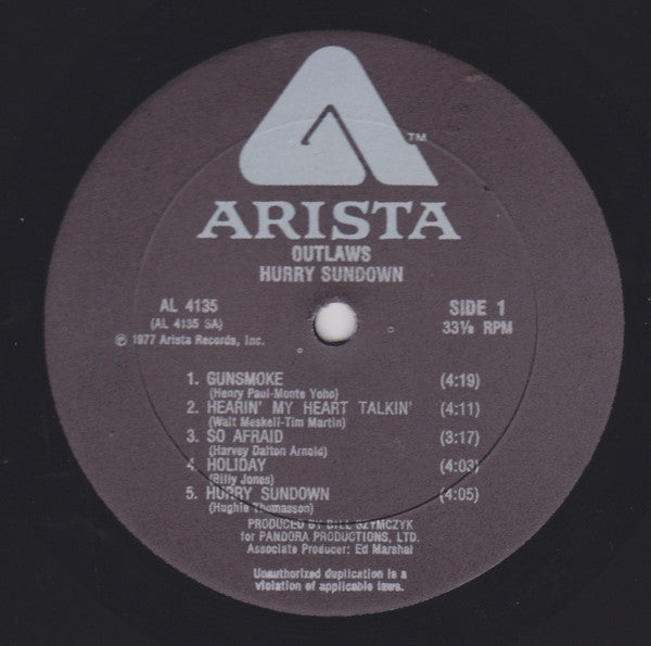 Outlaws : Hurry Sundown (LP, Album, All)