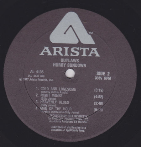 Outlaws : Hurry Sundown (LP, Album, All)