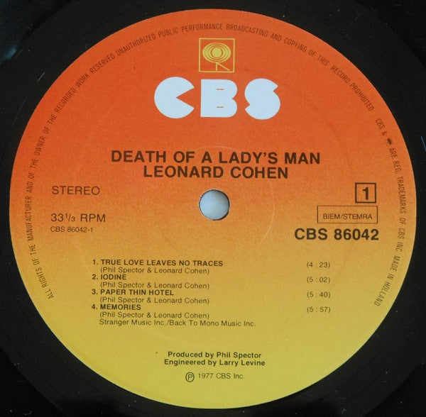 Leonard Cohen : Death Of A Ladies' Man (LP, Album, Gat)