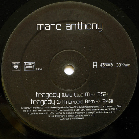 Marc Anthony : Tragedy (12")