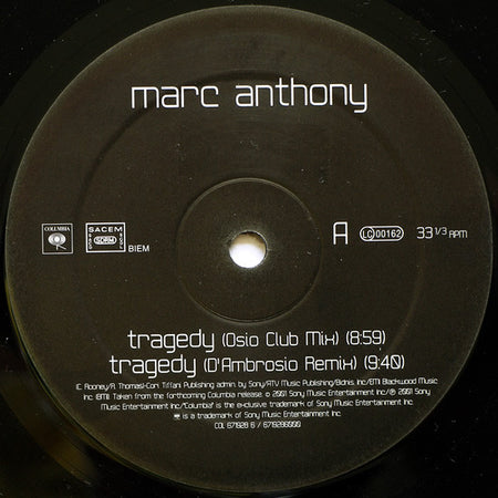 Marc Anthony : Tragedy (12")