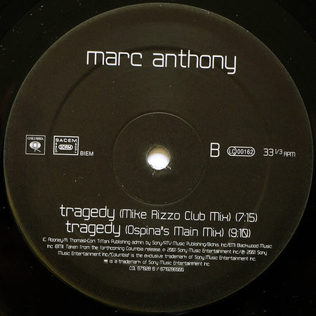 Marc Anthony : Tragedy (12")