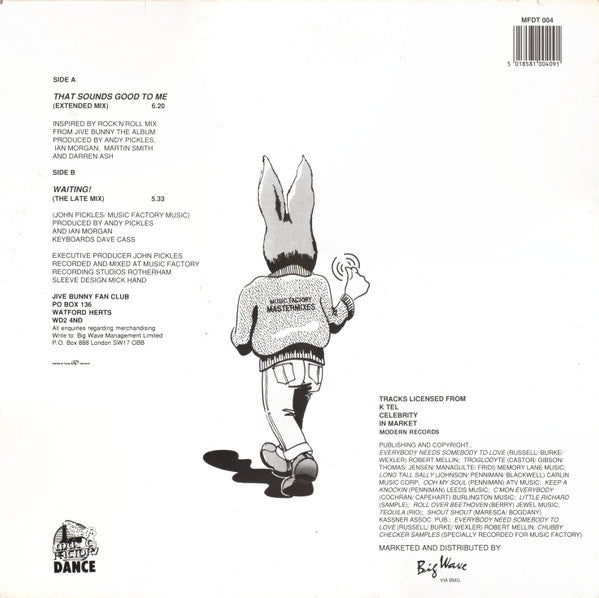 Jive Bunny And The Mastermixers : That Sounds Good To Me (12")