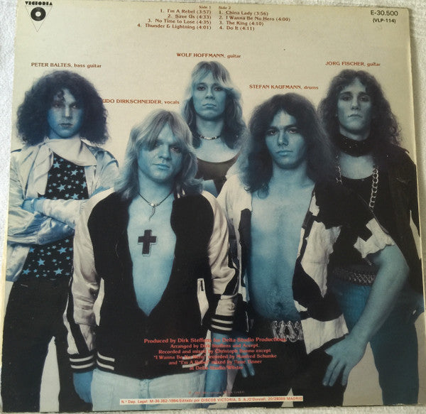 Accept : I'm A Rebel  (LP, Album, RE)