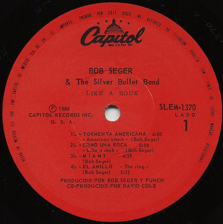 Bob Seger & The Silver Bullet Band* : Like A Rock (LP, Album)
