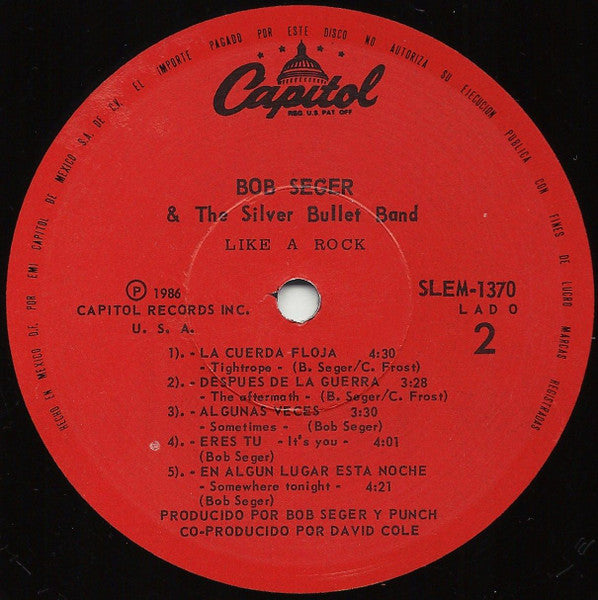 Bob Seger & The Silver Bullet Band* : Like A Rock (LP, Album)