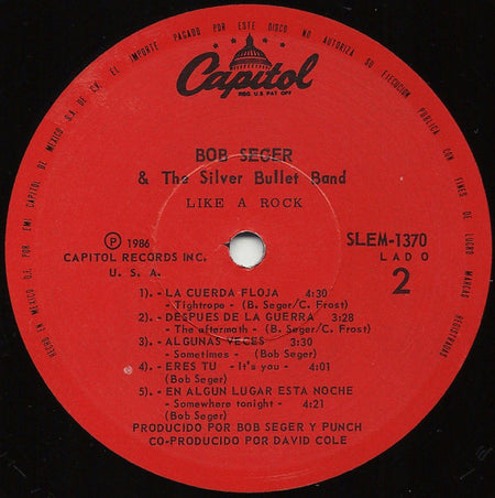 Bob Seger & The Silver Bullet Band* : Like A Rock (LP, Album)