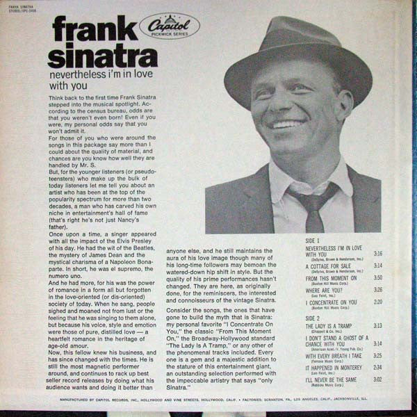 Frank Sinatra : Nevertheless I'm In Love With You (LP, Comp, RE)