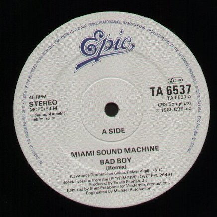 Miami Sound Machine : Bad Boy (Shep Pettibone Remix) (12")