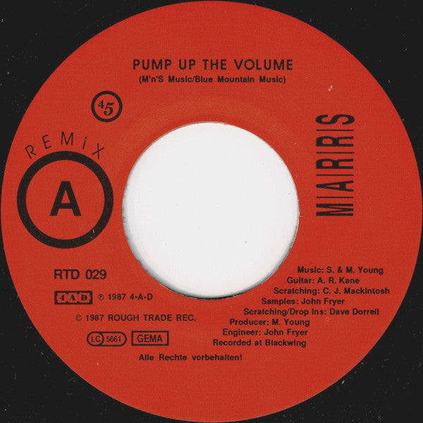 M|A|R|R|S : Pump Up The Volume (7", Single, M/Print)