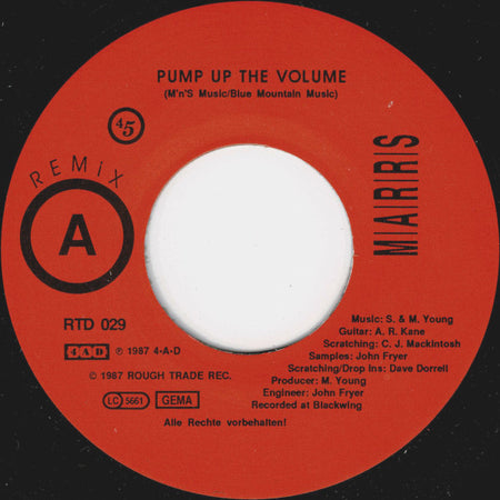 M|A|R|R|S : Pump Up The Volume (7", Single, M/Print)